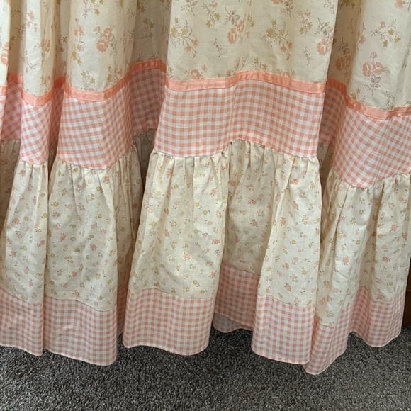 Gunne Sax by Jessica (Jessica McClintock) Maxi Dress, Peach Gingham and Floral - Picture 9 of 11